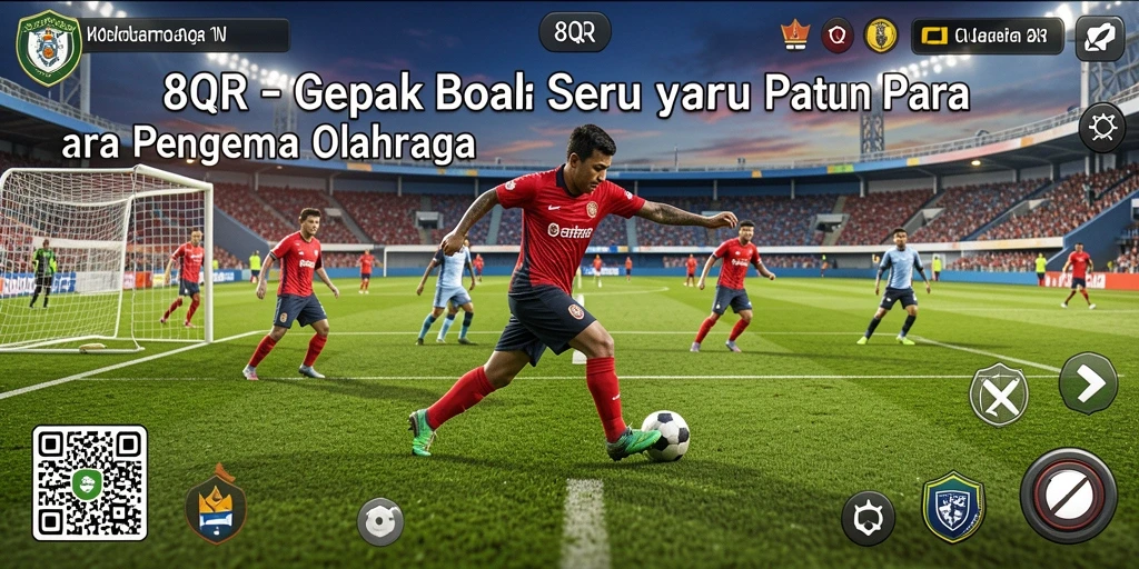 Gameplay seru di 8QR yang menampilkan pertandingan sepak bola.