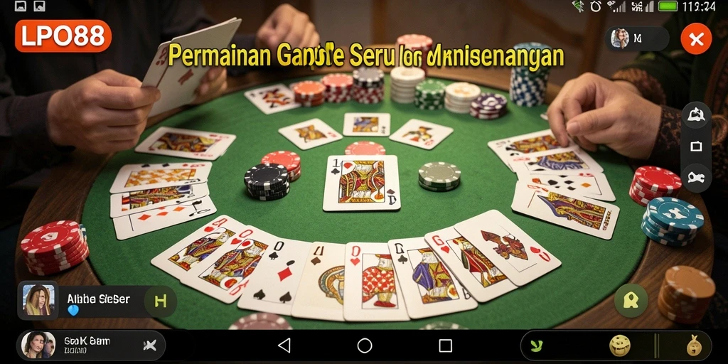 Screenshot gameplay LPO88 yang menunjukkan serunya permainan Gaple.