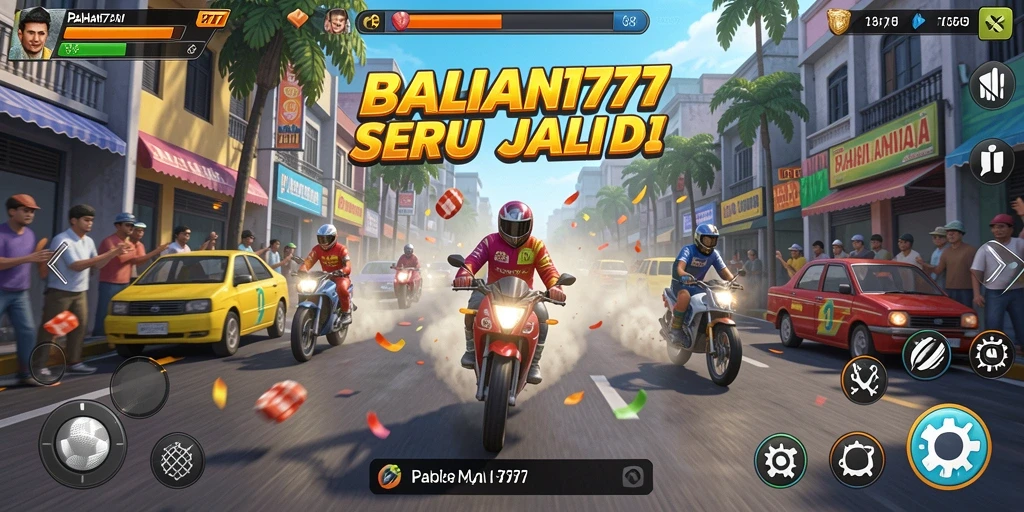 Screenshot menampilkan aksi balapan mendebarkan dan mobil yang berkilau.