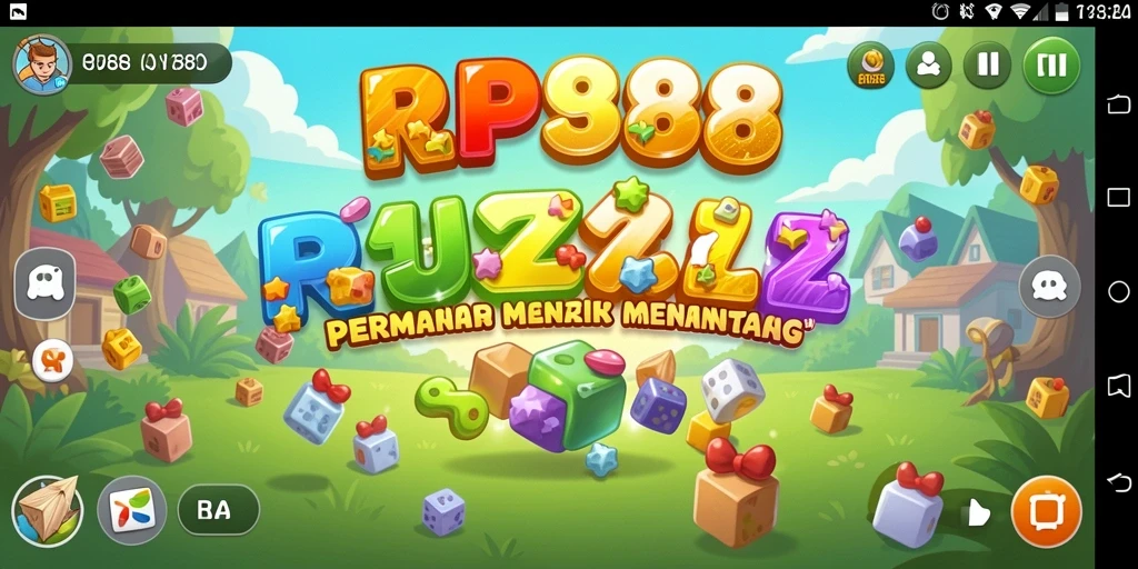 Screenshot utama RP888 menunjukkan gameplay yang penuh warna dan tantangan puzzle.