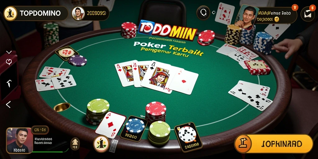 Screenshot gameplay TOPDOMINO yang menunjukkan pemain bersaing dalam permainan Poker.