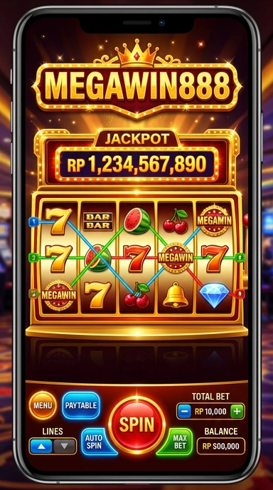 Tampilan utama aplikasi megawin888 dengan berbagai kategori.